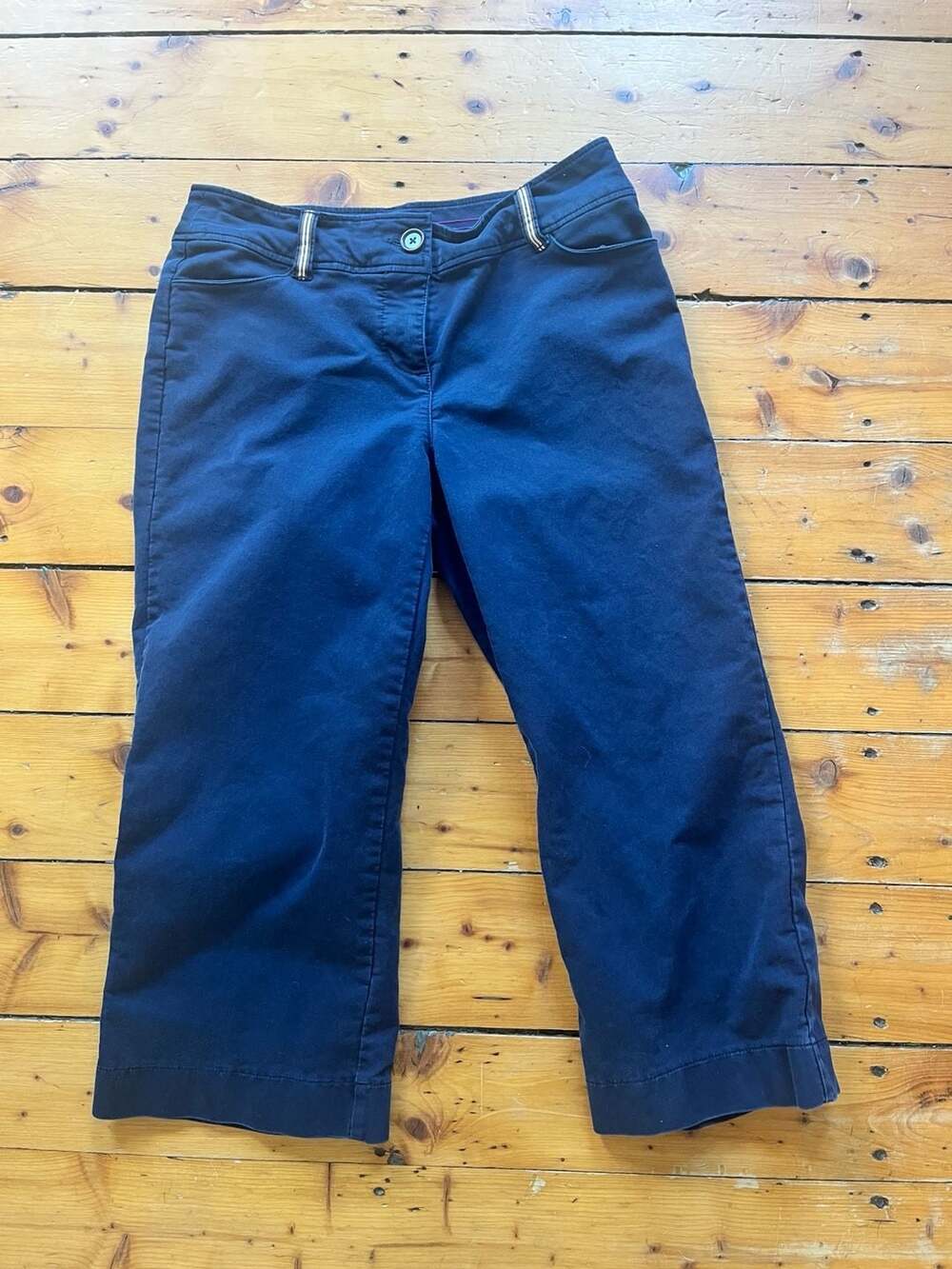 Boden Crop Pants Size 10R Navy Cotton Stretch